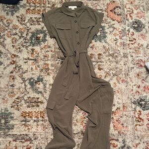 Utility Tie-Waist Jumpsuit in Olive